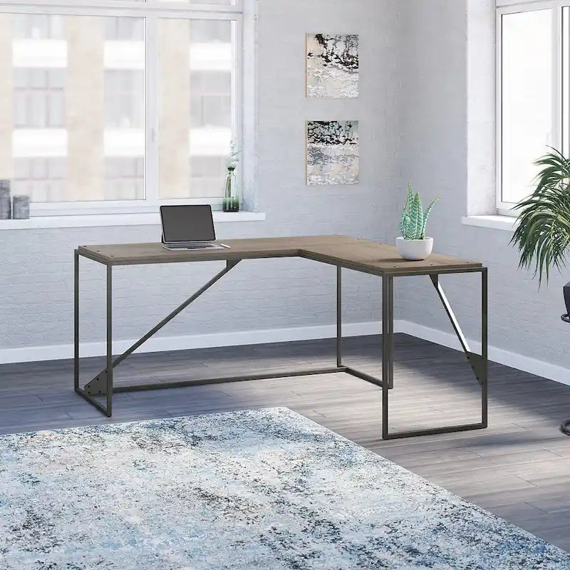 Bureau d'angle industriel en forme de L de 62W