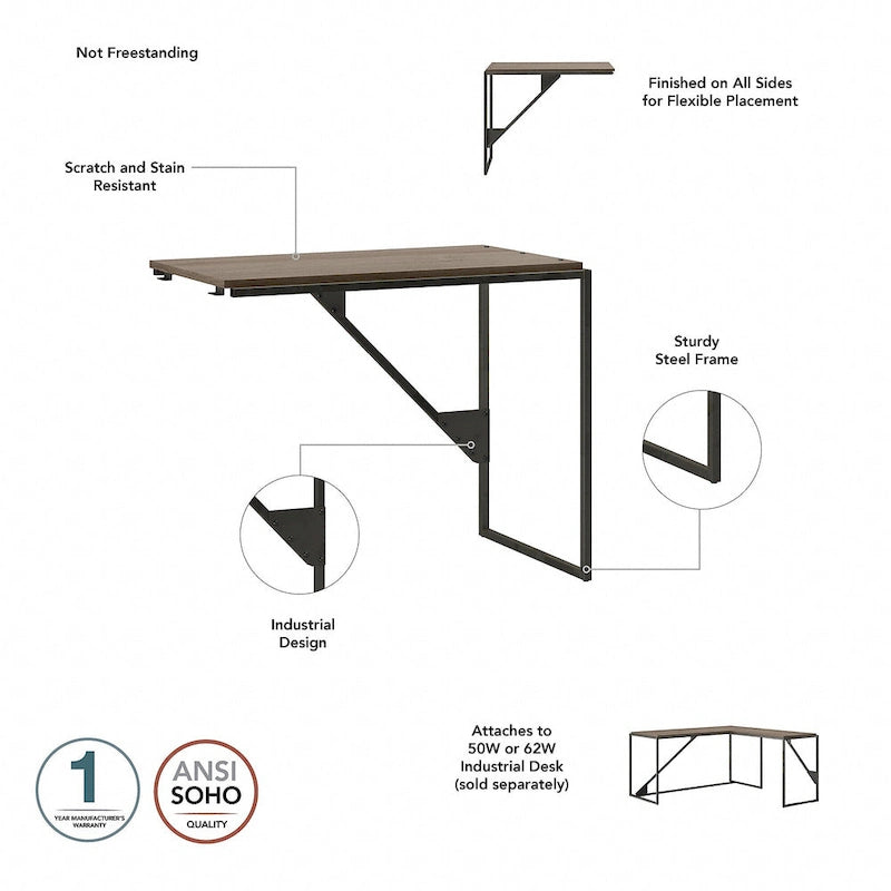 Bureau d'angle industriel en forme de L de 62W