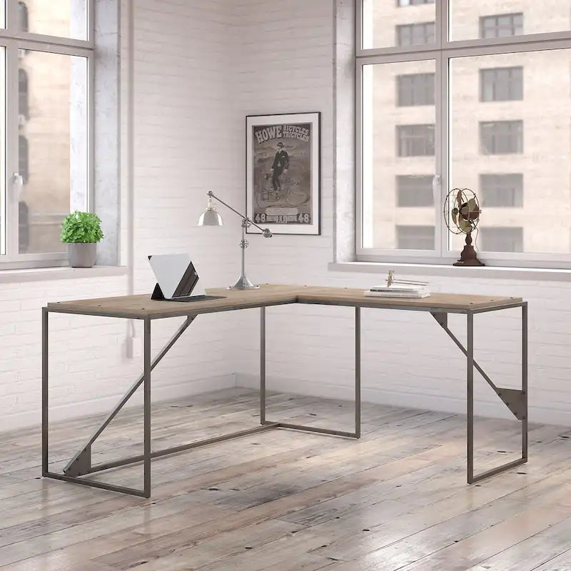 Bureau d'angle industriel en forme de L de 62W